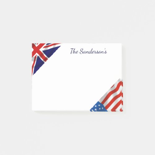 Personalized American British Flags Patriotic  Post_it Notes