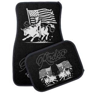 Personalized American Bull Rider Rodeo 2 Car Floor Mat