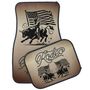 Personalized American Bull Rider Rodeo 3 Car Floor Mat