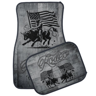 Personalized American Bull Rider Rodeo Car Floor Mat