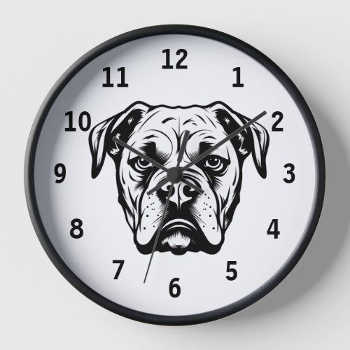 Personalized American Bulldog Black and White Clock