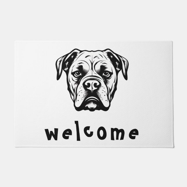 Personalized American Bulldog Black and White Doormat (Front)