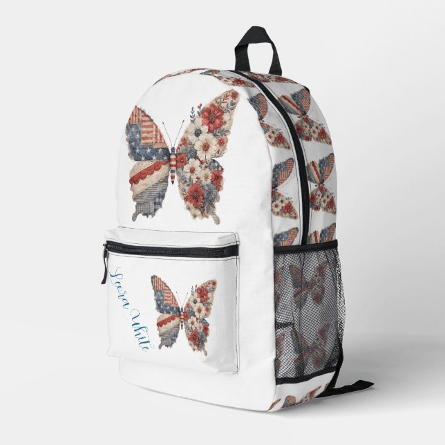 Personalized American Butterfly Name Backpack (Back Corner Right)