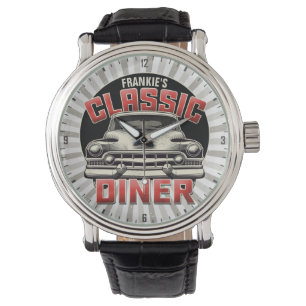Personalized American Classic Car Retro Diner Cafe Watch