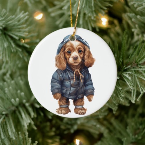 Personalized American Cocker Spaniel Dog Art Ceramic Ornament