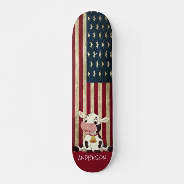 Personalized American Cow  Skateboard (Front)