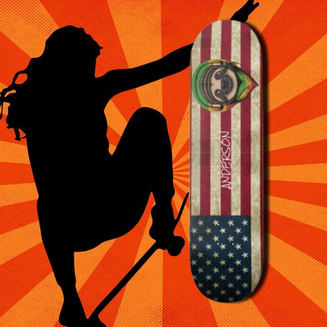 Personalized American Cute Sloth  Skateboard (Original and best online Zazzle skateboard shop- Urban Warrior)