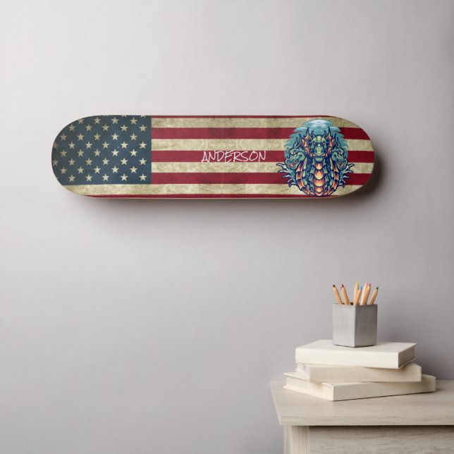 Personalized American Dragon Skateboard (Wall Art (Horz))