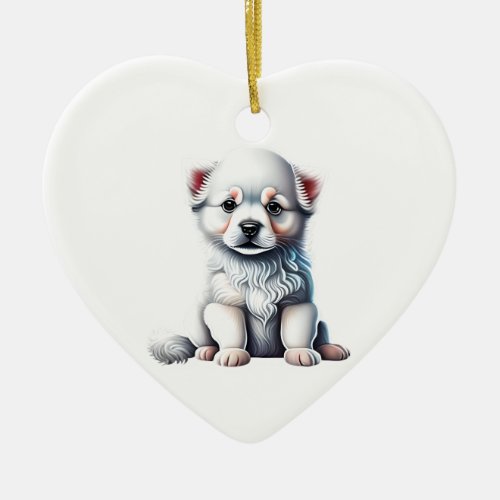 Personalized American Eskimo Dog Puppy Ceramic Ornament