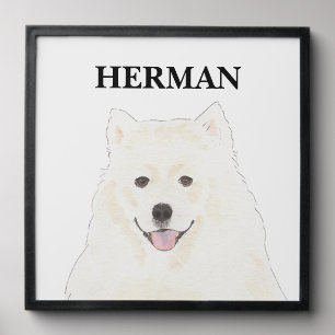 Personalized American Eskimo Samoyed Dog Peel And Stick Photo Tile