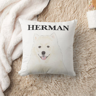 Personalized American Eskimo Samoyed Dog Throw Pillow