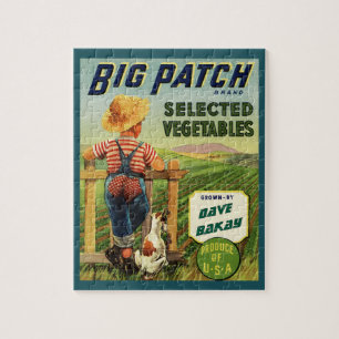 Personalized American Farm Boy Vintage Poster Jigsaw Puzzle