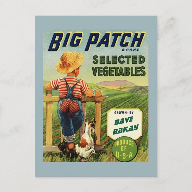 Personalized American Farm Boy Vintage Poster Postcard (Front)