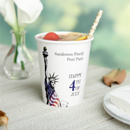 Personalized American Flag 4th of July Party Paper Cups