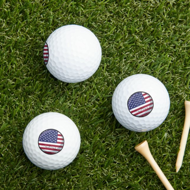 Personalized American Flag and Name signature Golf Balls (Insitu Grass)