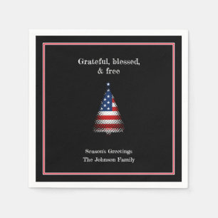 Personalized American flag Christmas Tree Napkins