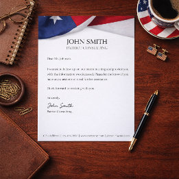 Personalized American Flag Company Name Business  Letterhead