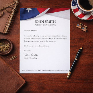 Personalized American Flag Company Name Business Letterhead