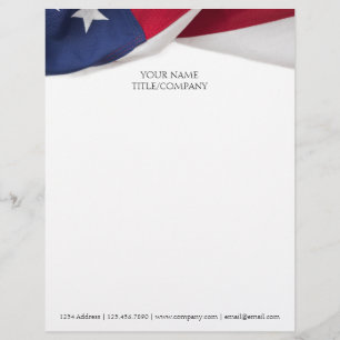 Personalized American Flag Company Name Business  Letterhead