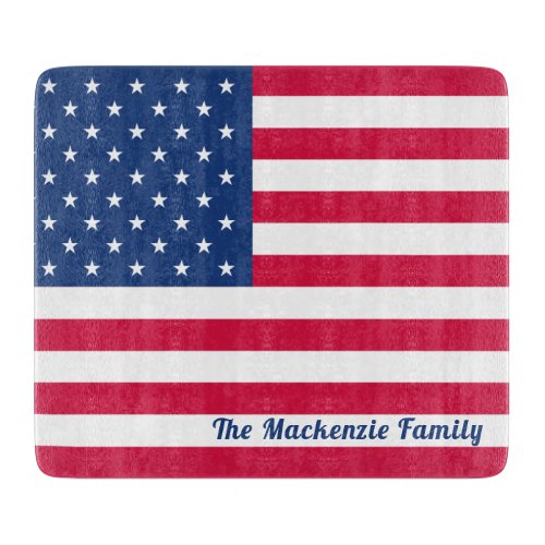 Personalized American Flag  Cutting Board