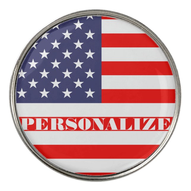 Personalized American flag golf ball marker coins (Front)