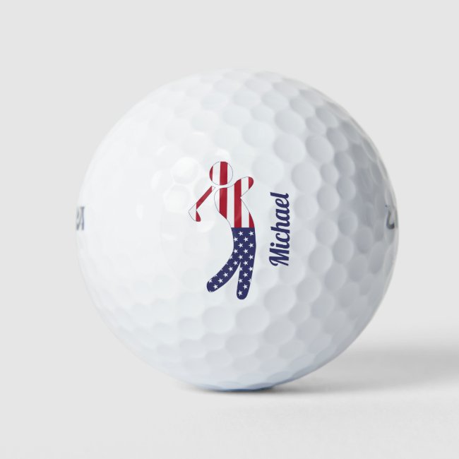 Personalized American Flag Golf Player