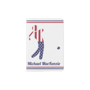 Personalized American Flag Golf Player  Passport Holder