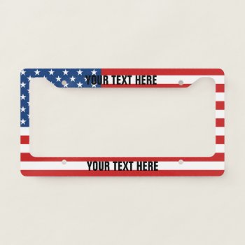 Personalized American Flag License Plate Frame by MyInsanityCreative at Zazzle