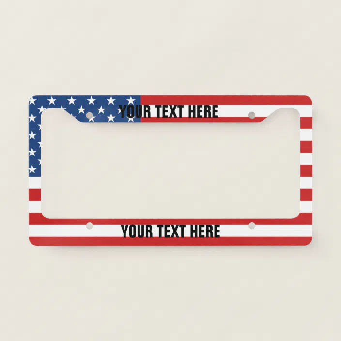USA Flag License Plate Customized With Your Text