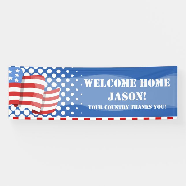 Personalized American Flag Military Banner (Horizontal)