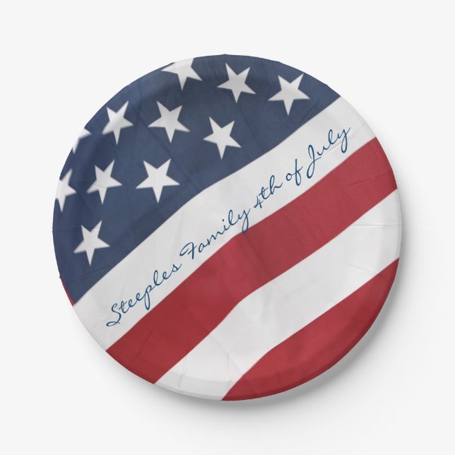 Personalized American Flag Paper Plates (Front)