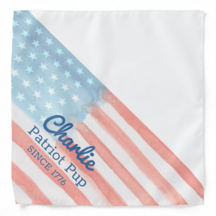 Personalized American Flag Patriot Pup Dog Bandana