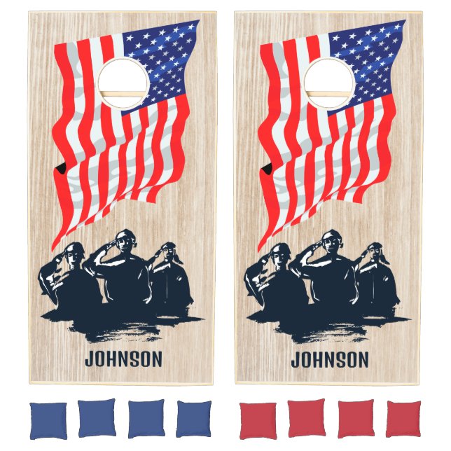 Personalized American Flag Patriotic Cornhole Set (Set)