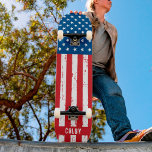 Personalized American Flag Patriotic Custom Skateboard<br><div class="desc">Show your American pride or give a special gift with this USA American Flag skateboard in a distressed worn grunge design. This united states of america flag skateboard design with stars and stripes in red white and blue is perfect for fourth of July parties, Memorial day party , family reunions,...</div>