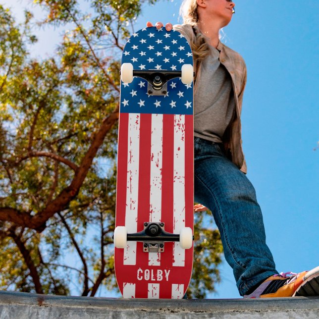 Personalized American Flag Patriotic Custom Skateboard (Creator Uploaded)
