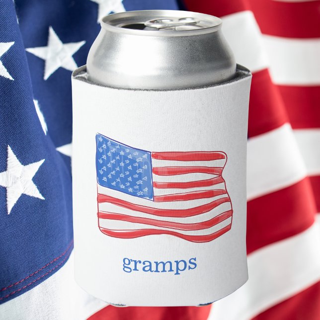 Personalized American Flag Patriotic Drink Can Cooler (Creator Uploaded)