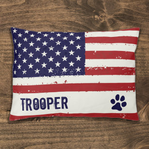 Personalized American Flag Patriotic Pet Dog Pet Bed