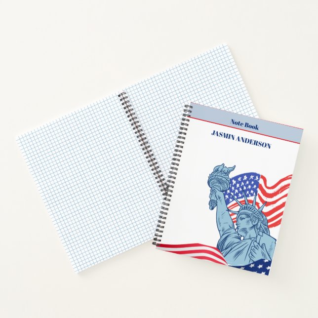 Personalized American Flag Patriotic USA  Notebook (Inside)