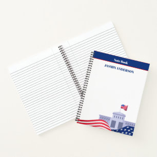 Personalized American Flag Patriotic USA Notebook
