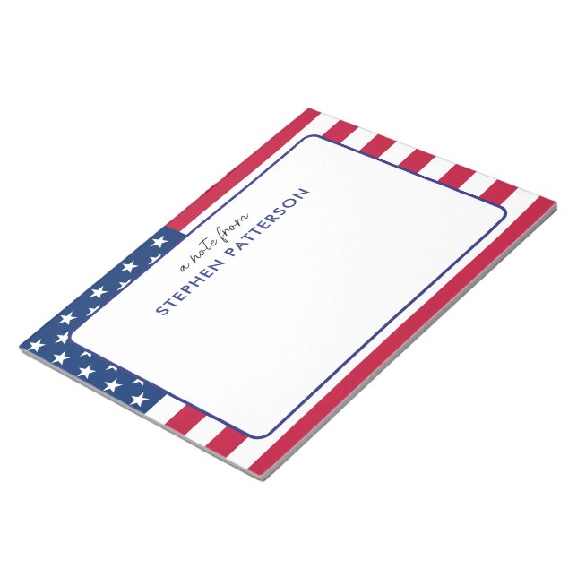 Personalized American Flag Patriotic USA Notepad (Angled)