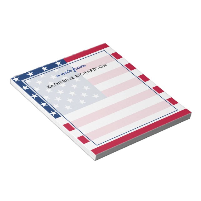 Personalized American Flag Patriotic USA Notepad (Angled)