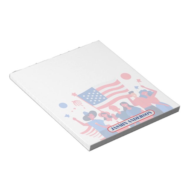 Personalized American Flag Patriotic USA  Notepad (Angled)