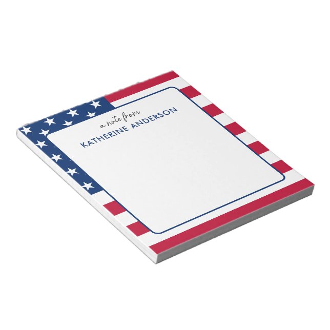 Personalized American Flag Patriotic USA Notepad (Angled)