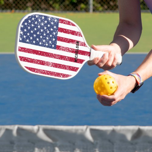Personalized American Flag Pickleball Paddle