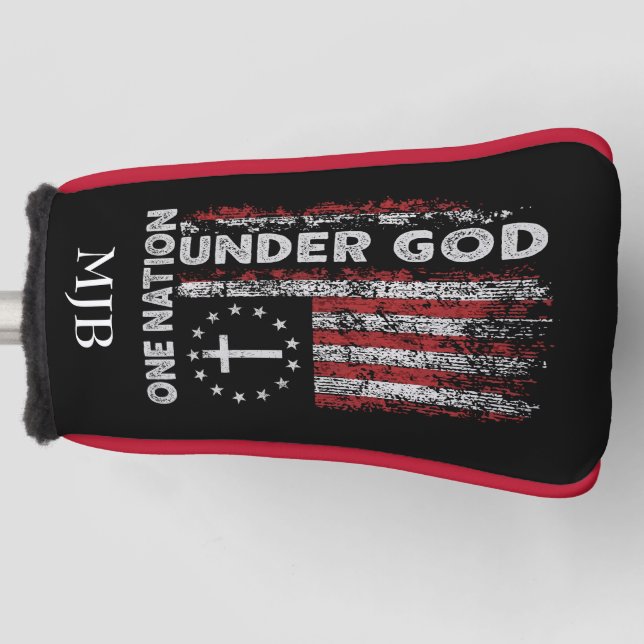 Personalized American Flag Putter Golf Head Cover (Front)
