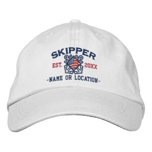 Personalized American Flag Skipper Nautical Embroidered Baseball Hat