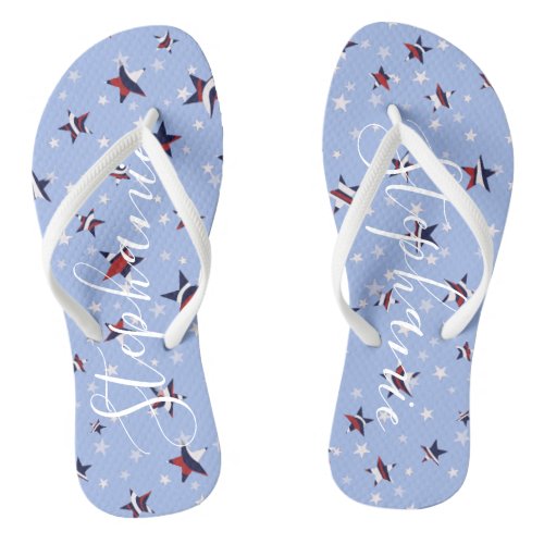 Personalized American Flag Stars And Stripes Flip Flops