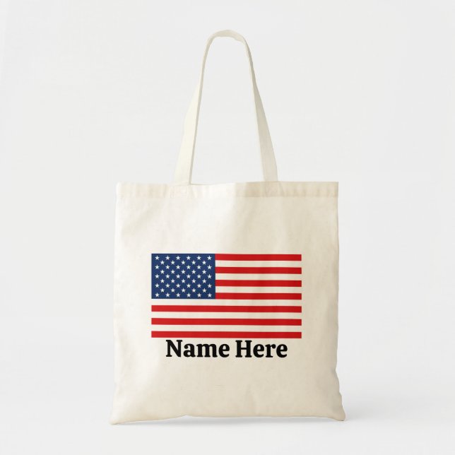 Personalized American Flag Tote Bag (Front)