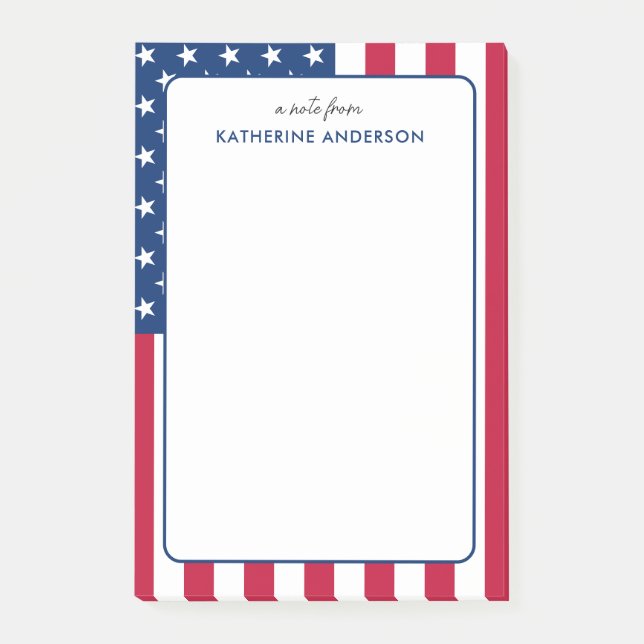 Personalized American Flag USA Post-it Notes (Front)