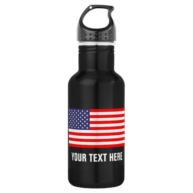 Personalized American flag water bottles for USA (Front)